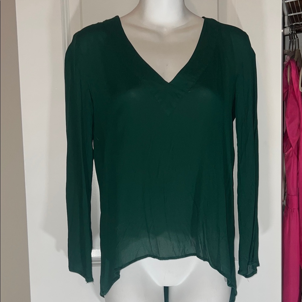 Zara Forest Green V-Neck Long Sleeve Tunic